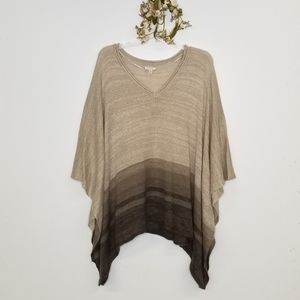 SONOMA L/XL Knit Poncho Beige & Dark Brown
